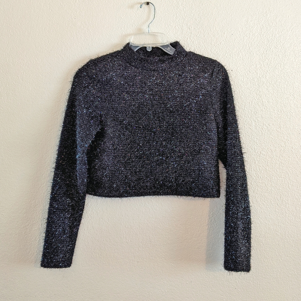 Shiny Black Crop Top